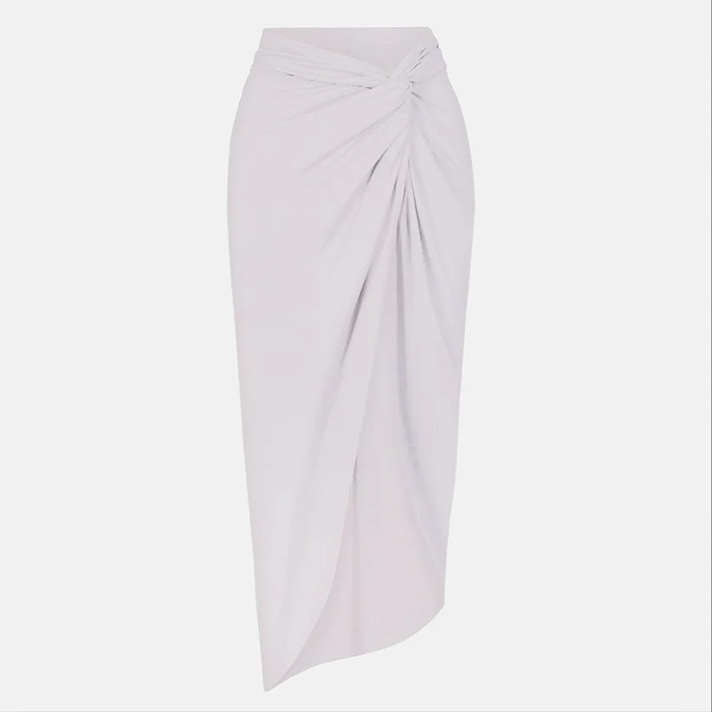 NWT White Signature Swim Knotted Stretch Recycled-Nylon Sarong Skirt